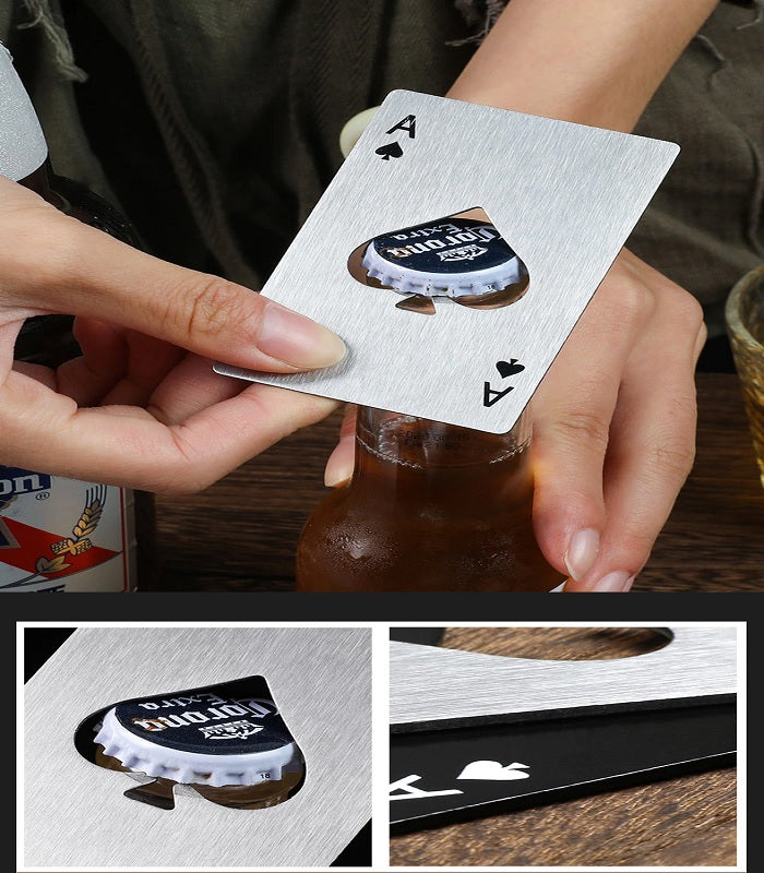 Stainless Steel Poker Card Bottle Opener – Compact Credit Card Size Bar Tool (Random color-Pack of 1)