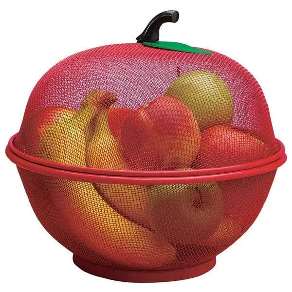 Mesh Fruit Basket – Apple Shape, Metal Wire Fruit Holder for Kitchen, Dining Table & Countertop (Random color-Pack of 1)