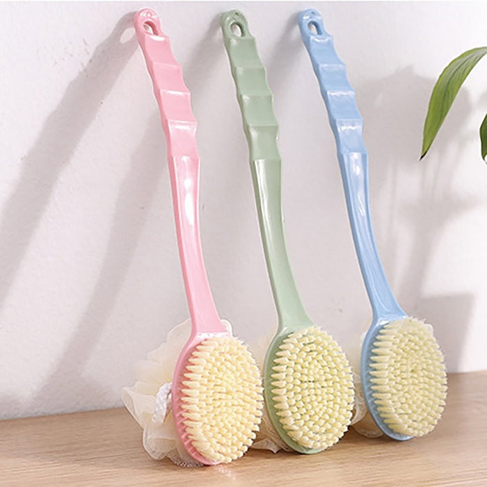 Soft Double-Sided Long Handle Bath Brush – Body Scrubber & Shower Back Brush for Gentle Exfoliation & Deep Cleaning (Random color-Pack of 1)