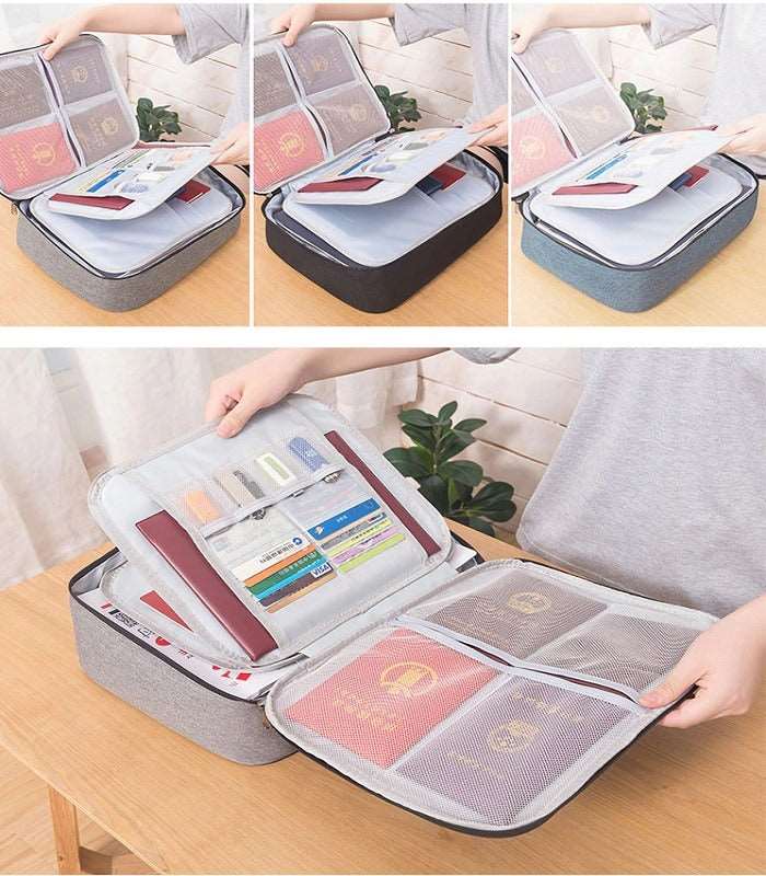 Large Capacity Travel Document Bag (Random Colour), Water-Resistant Travel Storage Bag, Travel File Organizer Bag with Password Lock - Can Hold Bank Cards-Best for Home,Office,Travel