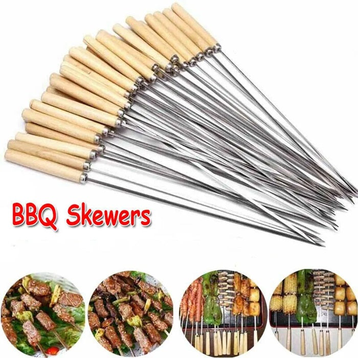 Barbeque Rod Skewers – 12 Pcs Stainless Steel Grill Skewers for BBQ, Kebab, Vegetable & Meat Grilling