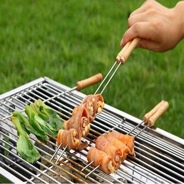 Barbeque Rod Skewers – 12 Pcs Stainless Steel Grill Skewers for BBQ, Kebab, Vegetable & Meat Grilling