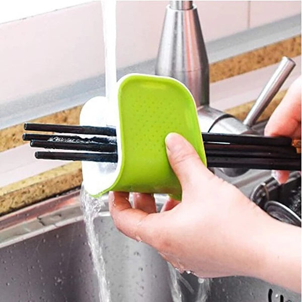 Double-Sided Knife & Spoon Cleaning Scrubber – Safe Grip Dishwashing Brush for Cutlery, Utensils & Kitchen Cleaning