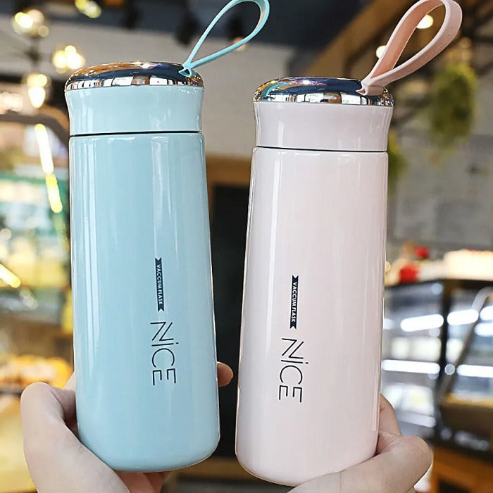 400ml Printed Glass Water Bottle – Leak-Proof Travel Bottle with Cute Design, Reusable Eco-Friendly Bottle for Office, School & Outdoor Use