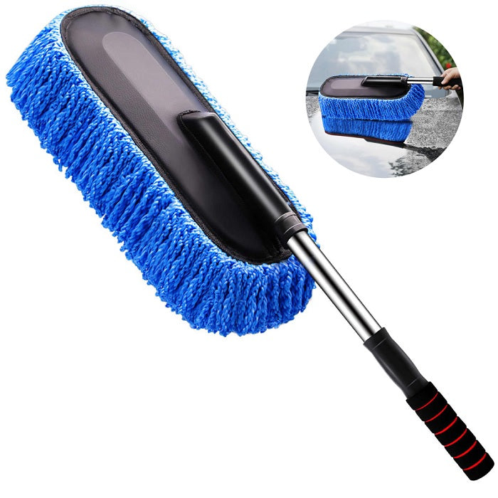 Telescopic Fabric Car Cleaning Brush Duster – Extendable Handle, Soft Dust Remover for Car, Bike & Home Use (Pack of 1)