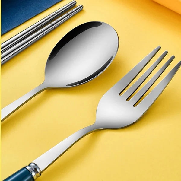 Stainless Steel Tableware Set – Durable Cutlery Set for Dining & Kitchen Use(Random color-Pack of 1 Set)
