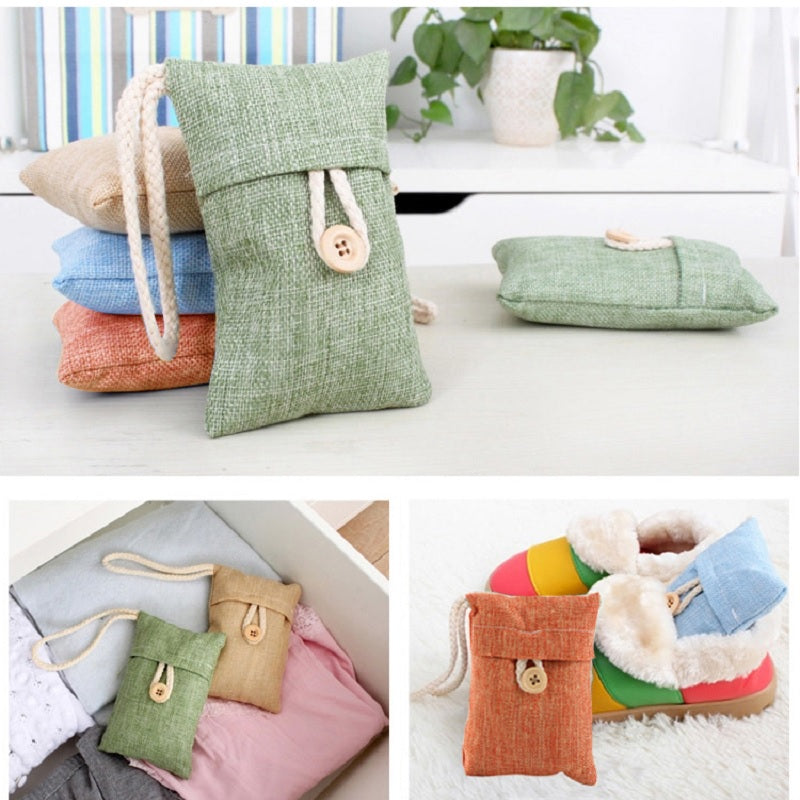 Car Bamboo Charcoal Air Freshener Bag - Odor Eliminator & Dehumidifier (Random color-Pack of 1)