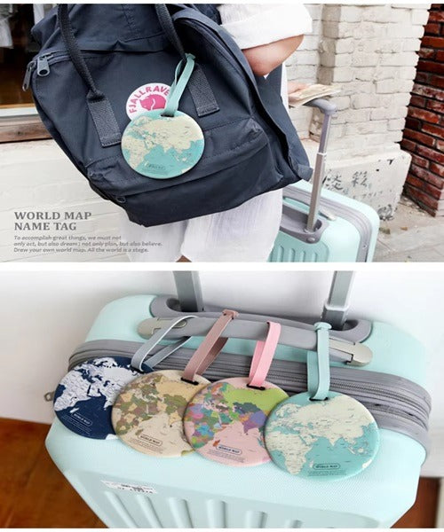 World Map Luggage Tag, Fashion Map Luggage Tag, Travel Accessories, Suitcase Map Travel Luggage Tag