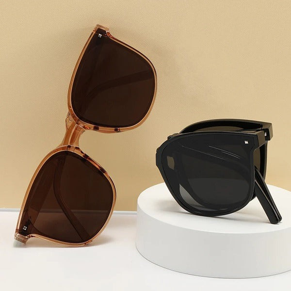 Ultralight Folding Sunglasses with Cover Pouch – Portable Compact Foldable Glasses (UV Protection, Lightweight Plastic Frame) (Random Shade-Pack of 1)