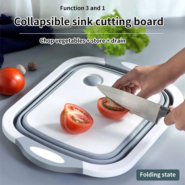 Foldable Plastic Chopping Board – Multipurpose Cutting Board & Vegetable Washing Basket, Space-Saving Kitchen Tool