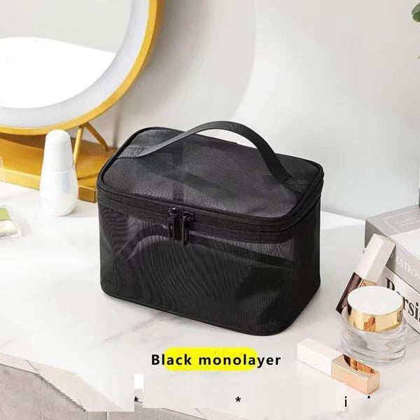 Travel Cosmetic Mesh Bag – Portable Makeup & Toiletry Organizer with Zipper (Random Color-Pack of 1)