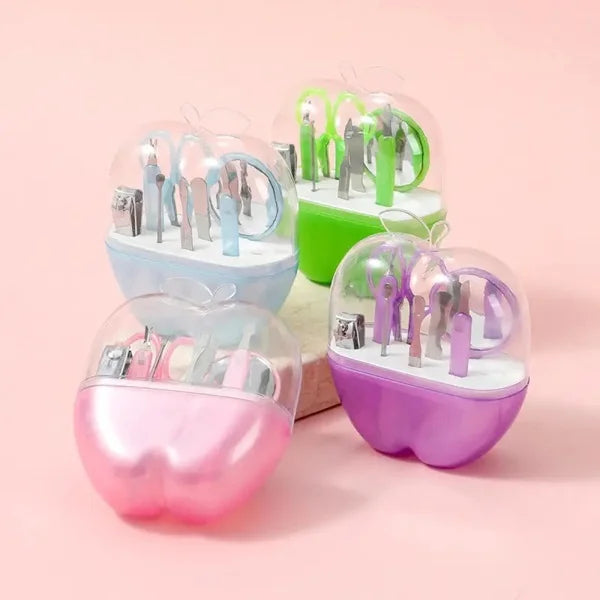 Apple-Shaped Manicure Set – Compact Nail Care Kit for Travel & Home Use (Random color-Pack of 1)