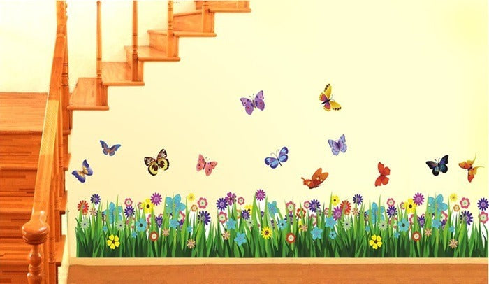 Colorful Butterfly Grass Wall Sticker (50*70cm)