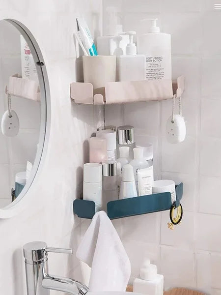 Triangular Bathroom Corner Storage Rack – Wall Mounted Shower Organizer Shelf (Random Color-Pack of 1)
