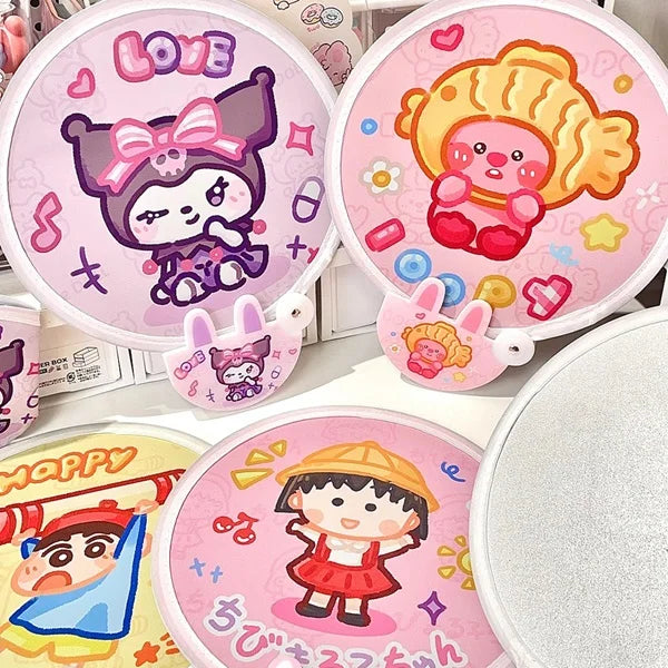 Cartoon Foldable Hand Fan – Portable Pocket Fan for Travel & Outdoor Use (Random color-Pack of 1)