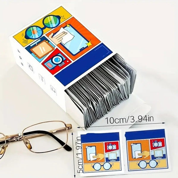 100 Pcs Multipurpose Lens Cleaning Wipes – Anti-Static, Streak-Free Paper Wipes for Glasses, Mobiles, Cameras & Screens (1 Box)