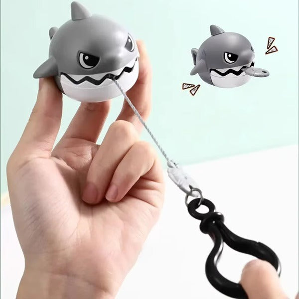 Shark Shape Cartoon Keychain with Pull String – Cute Hanging Keychain for Bags, Suitcase & Schoolbags (Pack of 1)