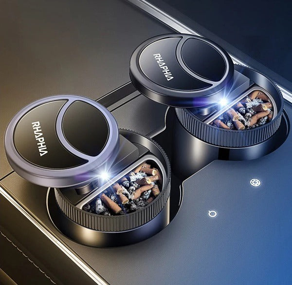 Automatic Ashtray with LED Blue Light – Smokeless, Lid-Smell Proof for Car, Office & Home (Pack of 1)