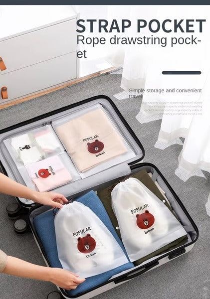 Bear Print Dustproof Travel Bag (30 x 40 Cm) (Pack of 4 Pcs)