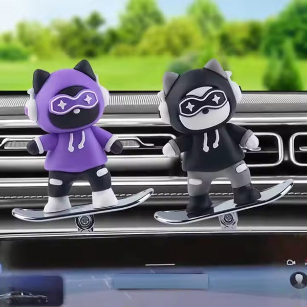 Auto Car Sliding Skateboard Cat, Cute Ornaments for Car Dashboard Decoration and Interiors ( 1 Piece)