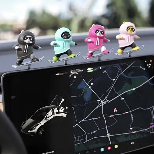 Auto Car Sliding Skateboard Cat, Cute Ornaments for Car Dashboard Decoration and Interiors ( 1 Piece)