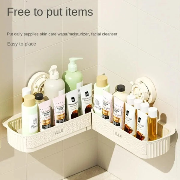 Multifunctional Bathroom Suction Storage Shelf, Organizing Rack for Bathroom Accessories & Amenities