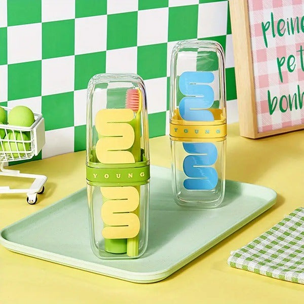 Portable Travel Toothbrush Box, Tooth Brush & Paste Travelling Plastic Case