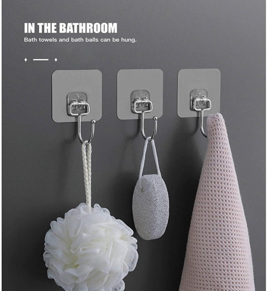 Heavy-Duty Metal Sticker Hooks – Self-Adhesive Wall Hooks for Bathroom, Kitchen & Home (Pack of 10)