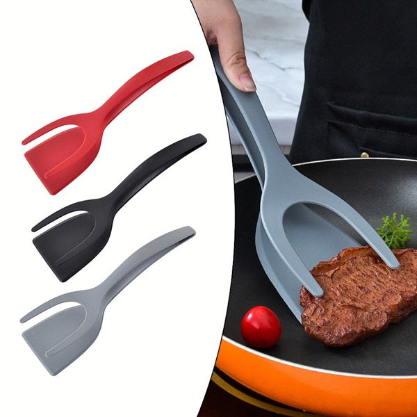 2 in 1 Grip and Flip Spatula Tong Versatile Kitchen Spatula Silicone Egg Flipper Tong Pancake Fish French Toast Omelet making for Home Kitchen Cooking Tool (Random Color)