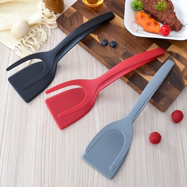 2 in 1 Grip and Flip Spatula Tong Versatile Kitchen Spatula Silicone Egg Flipper Tong Pancake Fish French Toast Omelet making for Home Kitchen Cooking Tool (Random Color)