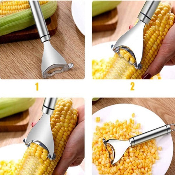 Stainless Steel Corn Peeler – Ultra Sharp Ergonomic Kernel Remover for Easy Corn Stripping, Corn Remover Cutter Peeler (Pack of 1)