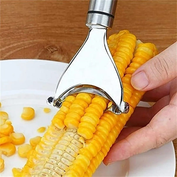Stainless Steel Corn Peeler with Ergonomic Ultra Sharp Blades for Effortless Kernel Removal, Stripper Corn Remover Cutter Peeler ( Pack of 1 )
