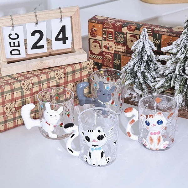 Cute Pet Glass Coffee & Tea Cup (1 Pc), Creative Pet Animal Glass Mug Tea Milk Coffee Cup