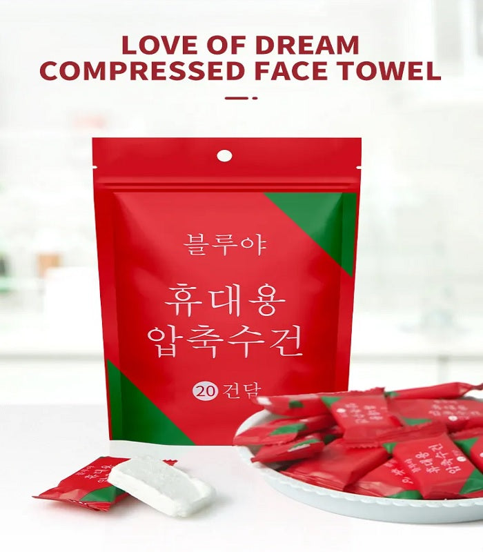 Travel Compressed Tissue Pack – 20 Pcs Pocket-Sized Disposable Towels (100% Natural Fiber)