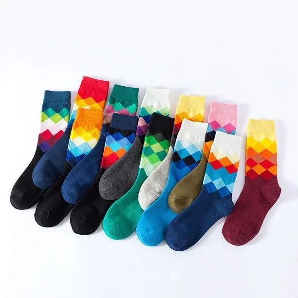 Rohambus Pattern Cotton Socks