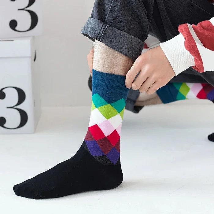 Rohambus Pattern Cotton Socks