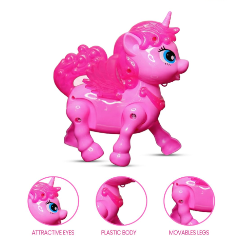 Walking Unicorn Toy with Lights & Music – Cute Moving Unicorn Toy for Kids-Battery Operated (Girls & Boys)