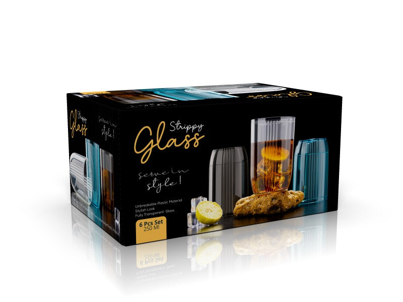 6Pcs Creative Plastic Glass Set – Stylish Highball Crystal-Look Glasses for Water, Juice & Cocktails (Set of 1)