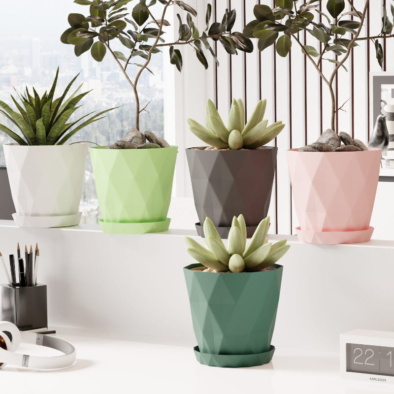 Elegant Diamond Flower Pot (Set Of 5)