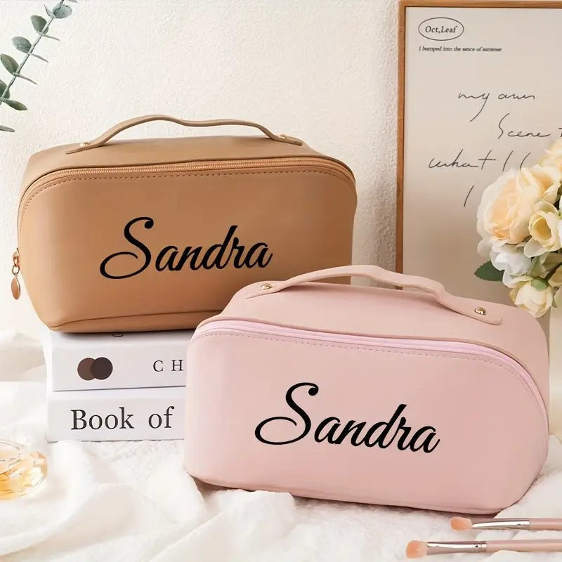 Personalized Cosmetic Travel Organizer – Elegant Makeup Bag for Weddings & Gifts (Random Color)