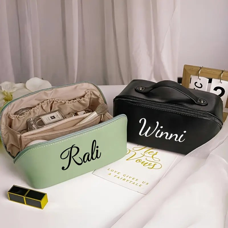 Personalized Cosmetic Travel Organizer – Elegant Makeup Bag for Weddings & Gifts (Random Color)