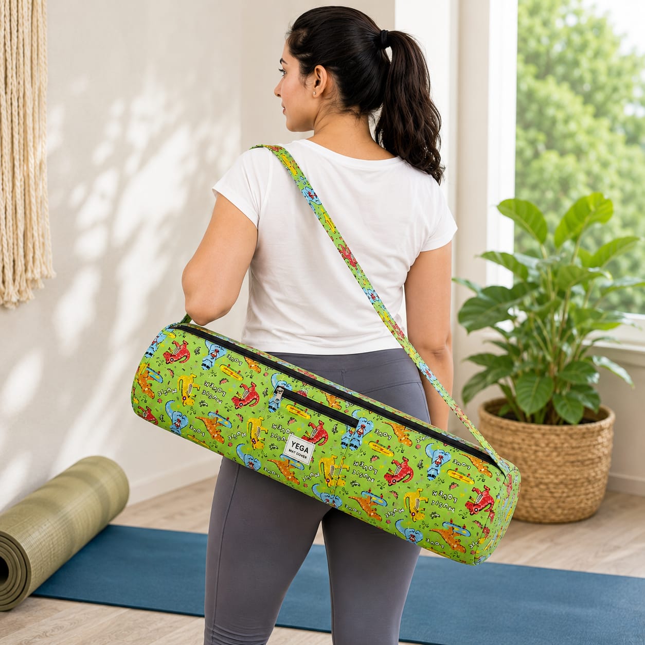 Premium Yoga Mat Bag – Shoulder Strap & Front Storage Pocket | Lightweight & Durable Design for Men & Women | Compact & Convenient for Yoga, Gym, and Travel