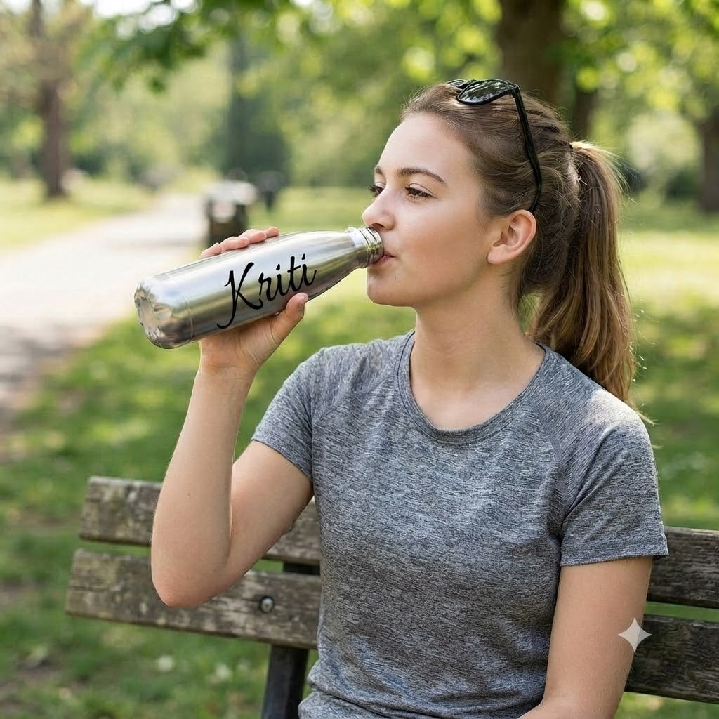 Customized 500ml Stainless Steel Insulated Bottle with Personalized Name – Hot & Cold Thermos Water Bottle for Office, Gym, School & Travel (Leak-Proof, Durable, Premium Finish)
