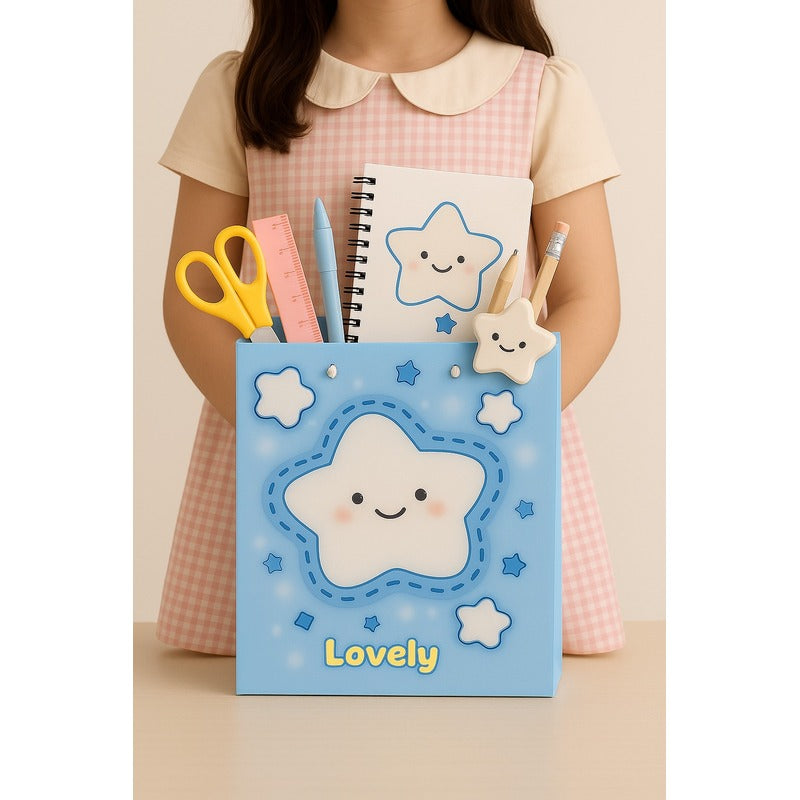 Cute Blue Bag with Star Design – 'Lucky' Printed – Ideal for Birthdays, Baby Showers & Special Occasions ( Pack of 1 )