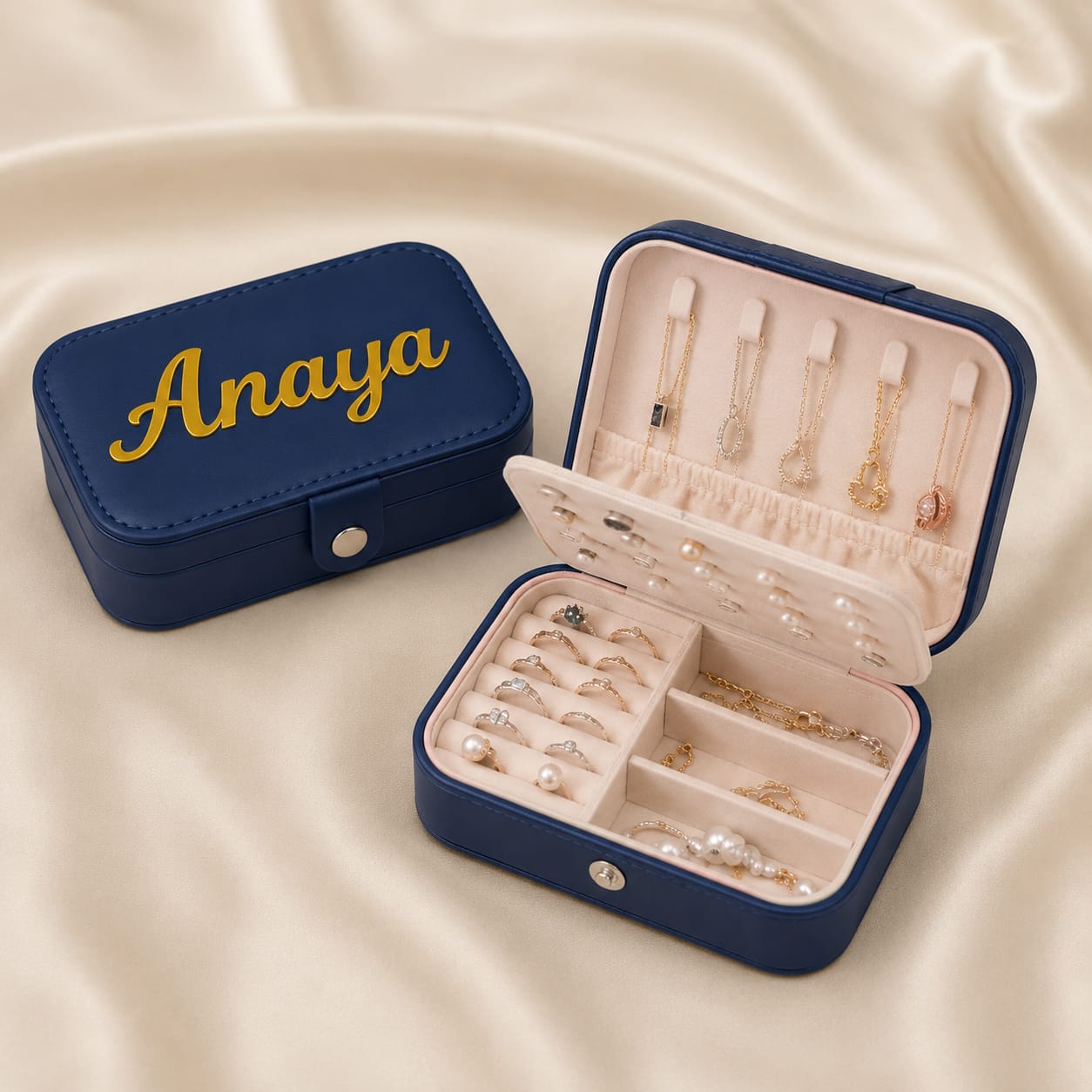 Customized Large Jewellery Box with Acrylic Name – Premium Personalized Storage Organizer (Random Box-Pack of 1)