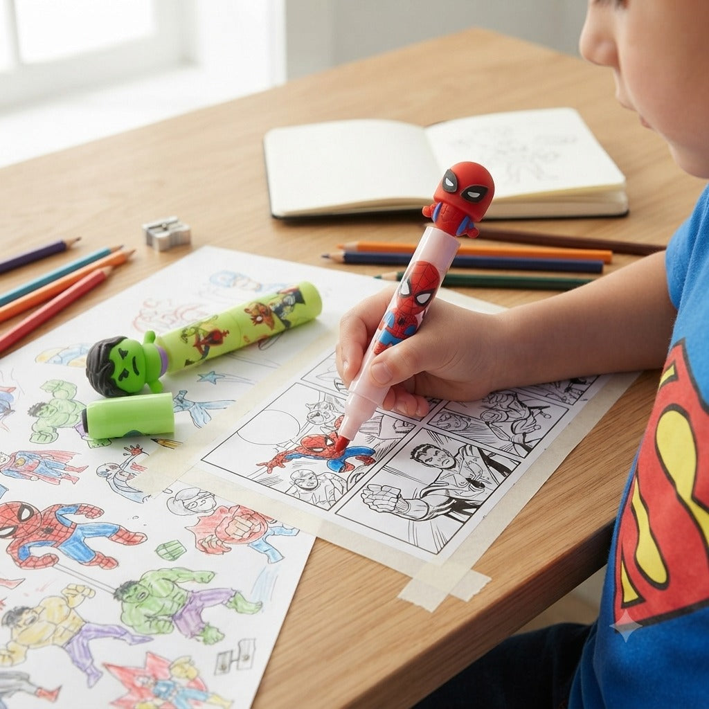 3-in-1 Highlighter Pen | Quirky & Funky Multi-Color Highlighters | Cute Cartoon Design Marker for School, Office & Study (Random Color & Character-Pack of 1)