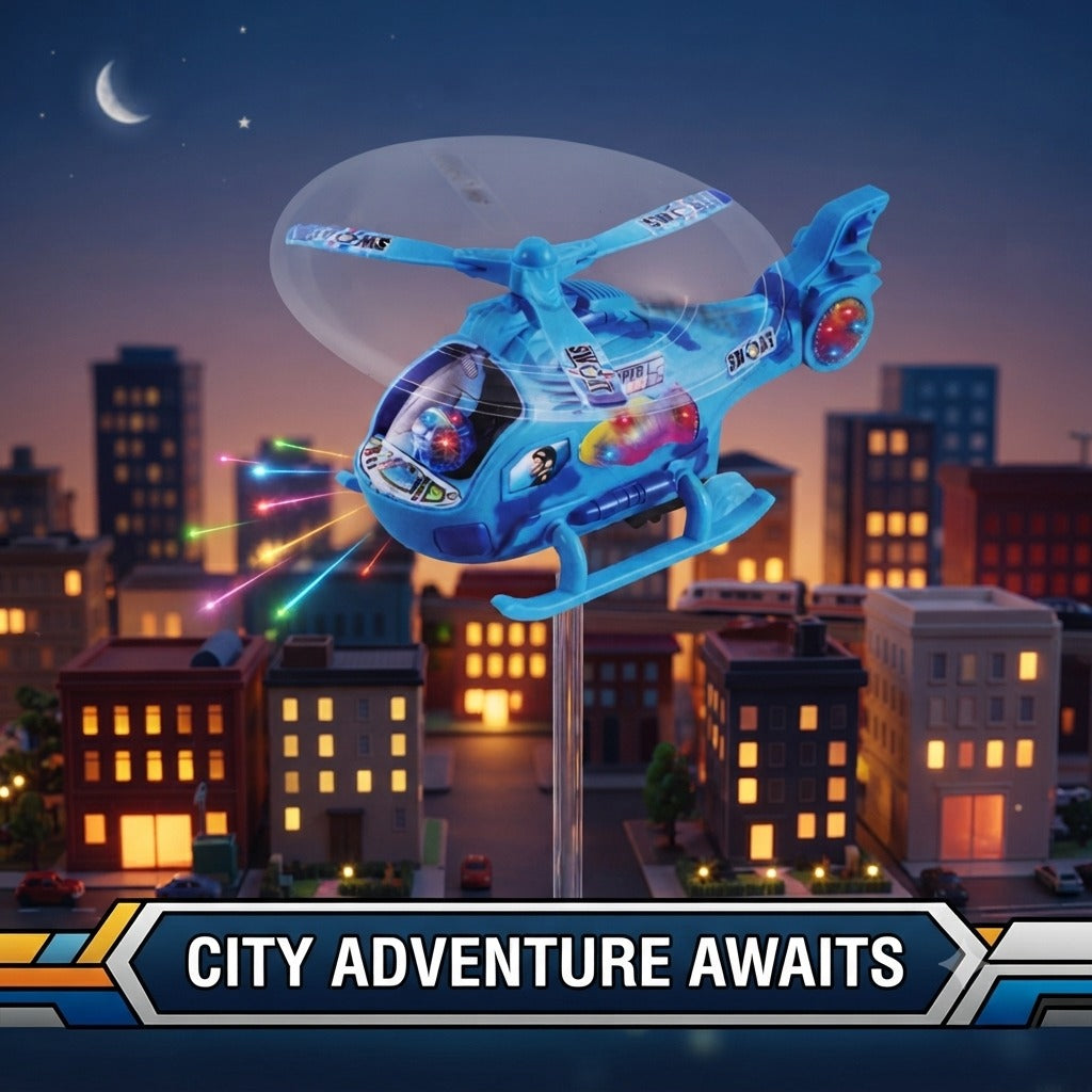 Battery Operated Musical Helicopter Toy with Lights & Sound – Kids Electric Helicopter Toy for Boys & Girls