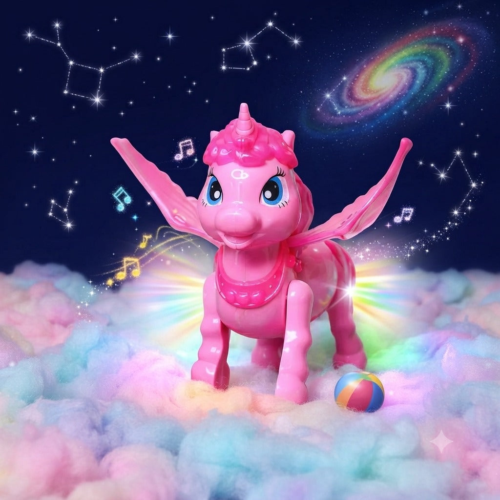 Walking Unicorn Toy with Lights & Music – Cute Moving Unicorn Toy for Kids-Battery Operated (Girls & Boys)