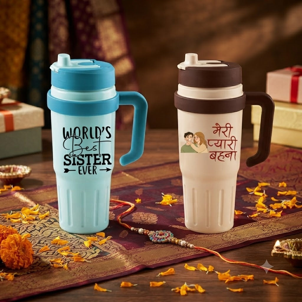 900ml Personalized Insulated Tumbler for Sister | Best Rakhi Gift | Keeps Drinks Hot & Cold