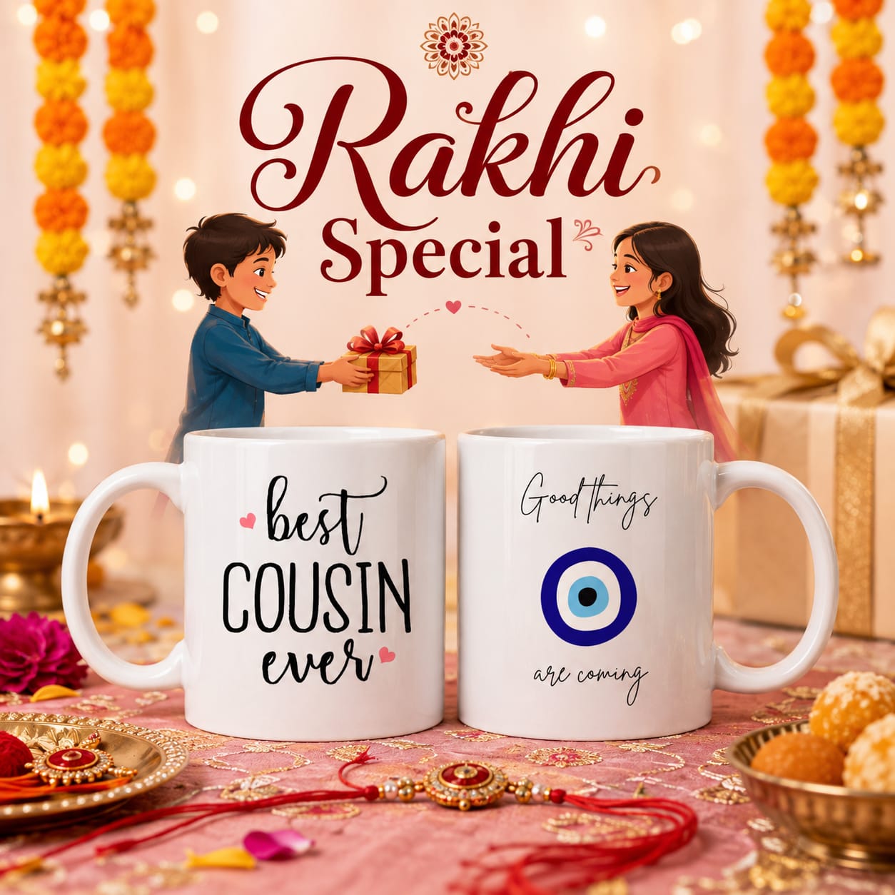 Raksha Bandhan Special Coffee Mug for Cousin | Best Cousin Ever & Good Things Are Coming Printed Mugs | Rakhi Gift for Brother/Sister